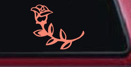 Rose Girlie Car or Truck Window Decal Sticker (Coral)