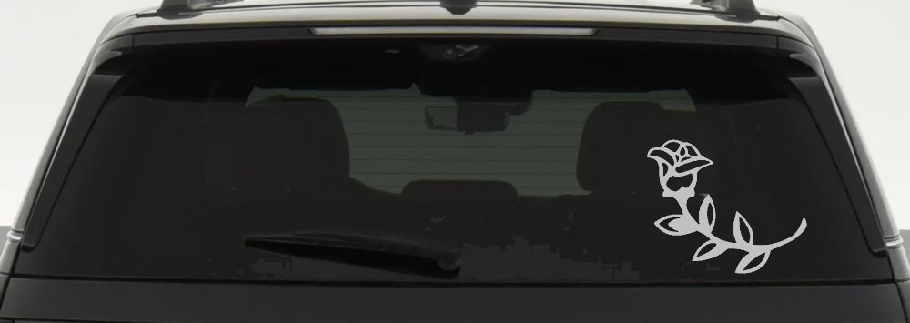 Rose Girlie Car or Truck Window Decal Sticker (Light Gray)