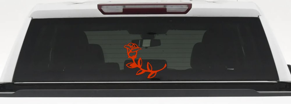 Rose Girlie Car or Truck Window Decal Sticker (Orange Red)