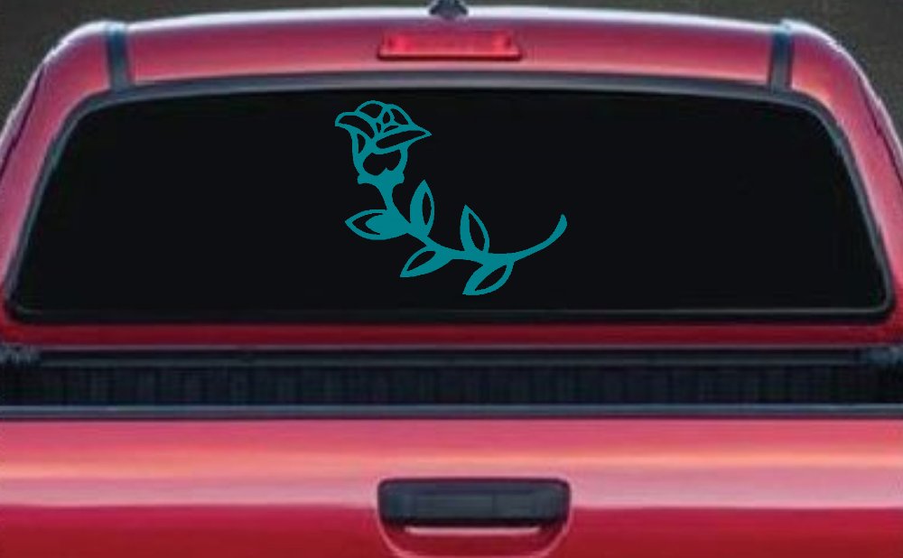 Rose Girlie Car or Truck Window Decal Sticker (Turquoise Blue)