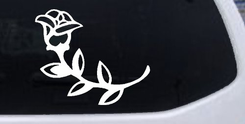 Rose Girlie Car or Truck Window Decal Sticker (White)
