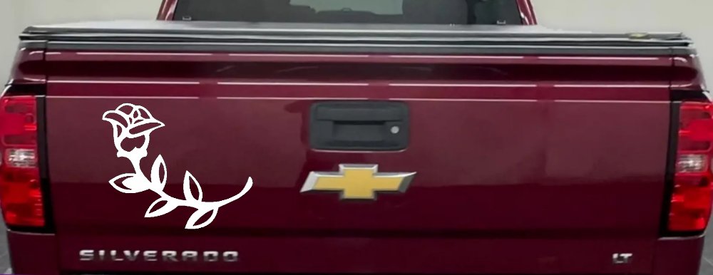 Rose Girlie Car or Truck Window Decal Sticker (White)