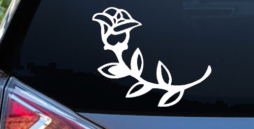 Rose Girlie Car Truck Window Decal Sticker Vinyl Floral Auto Accessory (White)
