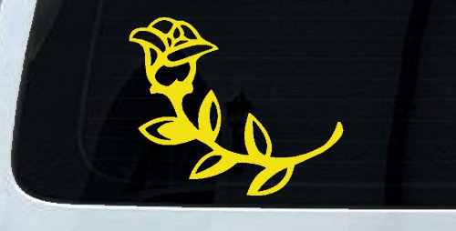 Rose Girlie Car or Truck Window Decal Sticker (Yellow)