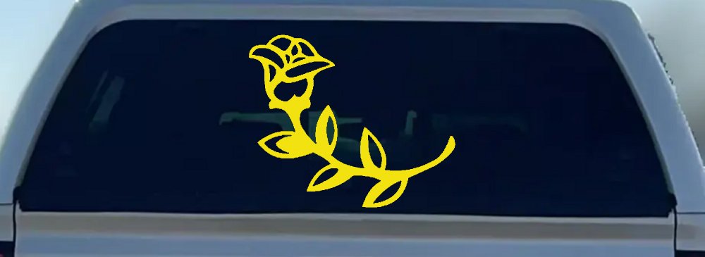 Rose Girlie Car or Truck Window Decal Sticker (Yellow)