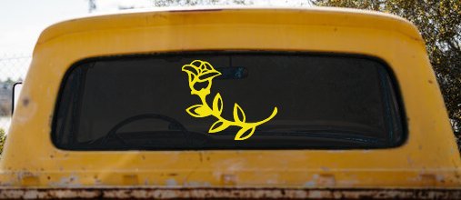 Rose Girlie Car or Truck Window Decal Sticker (Yellow)
