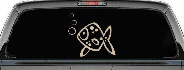 Cute Fish Animals Car or Truck Window Decal Sticker (Desert Sand)
