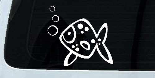 Cute Fish Animals Car or Truck Window Decal Sticker (White)