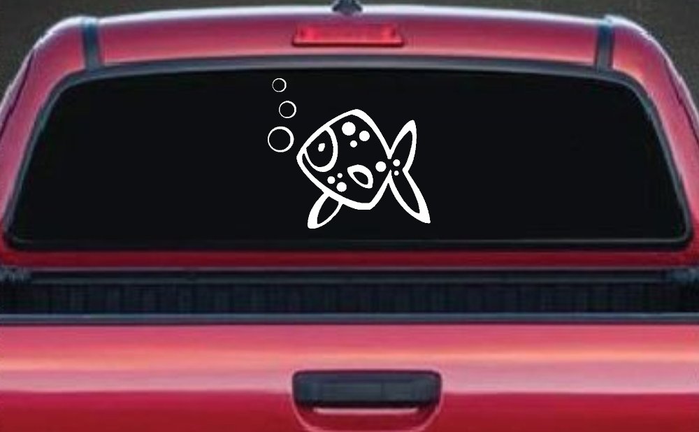 Cute Fish Animals Car or Truck Window Decal Sticker (White)