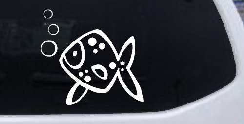 Cute Fish Animals Car or Truck Window Decal Sticker (White)