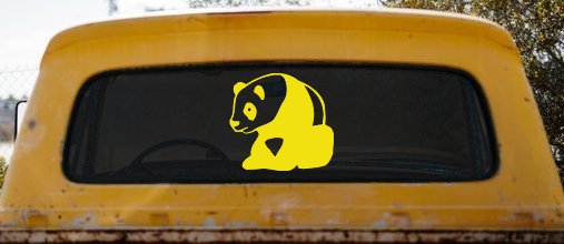 Panda Bear Car or Truck Window Decal Sticker (Yellow)
