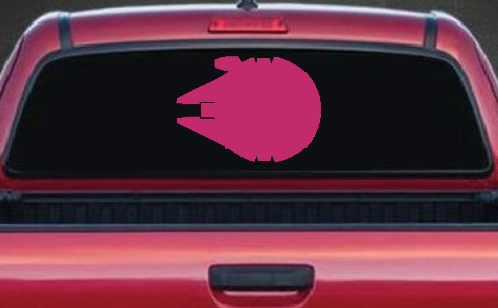Millennium Falcon Car or Truck Window Decal Sticker (Hot Pink)