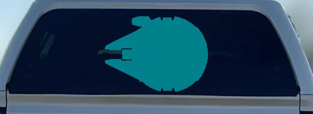 Millennium Falcon Car or Truck Window Decal Sticker (Turquoise Blue)