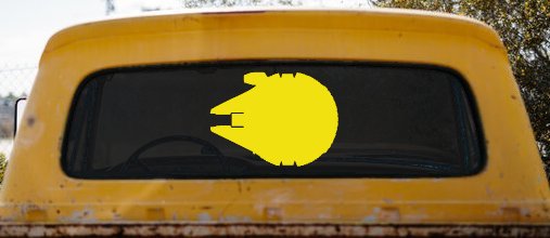 Millennium Falcon Car or Truck Window Decal Sticker (Yellow)