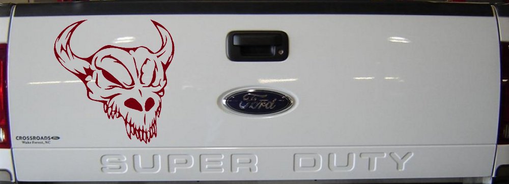 Skull With Horns Skulls Car or Truck Window Decal Sticker (Burgundy)