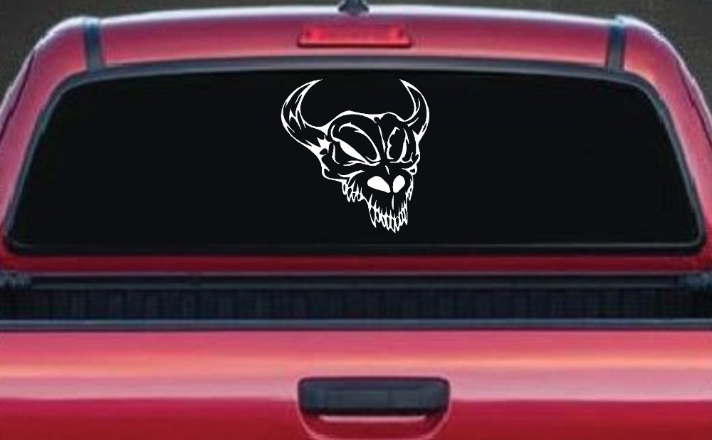 Skull With Horns Skulls Car or Truck Window Decal Sticker
