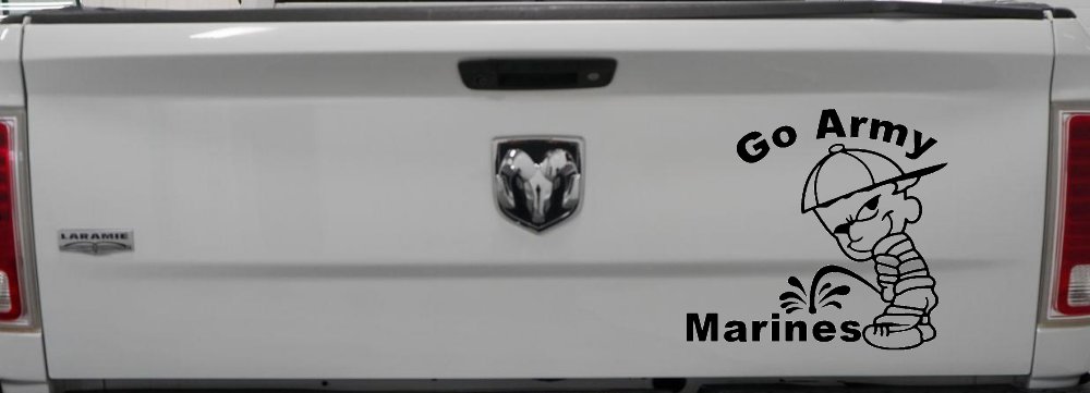 Go Army Pee on Marines Military Car or Truck Window Decal Sticker (Black)