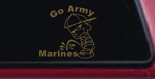 Go Army Pee on Marines Military Car or Truck Window Decal Sticker (Gold)