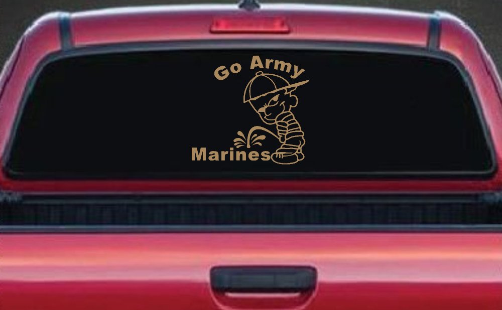 Go Army Pee on Marines Military Car or Truck Window Decal Sticker (Light Brown)