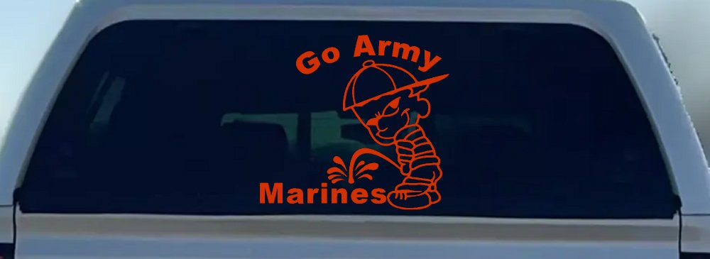 Go Army Pee on Marines Military Car or Truck Window Decal Sticker (Orange Red)