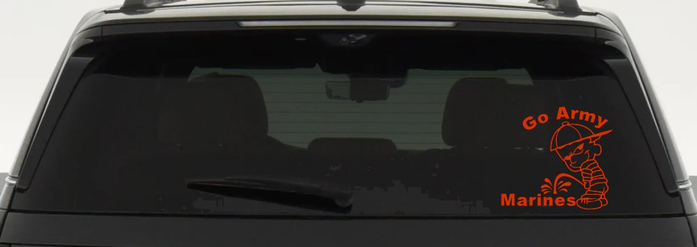 Go Army Pee on Marines Military Car or Truck Window Decal Sticker (Orange Red)