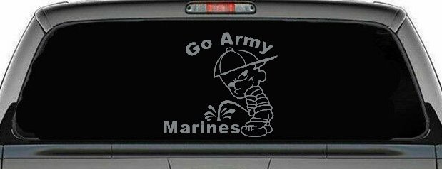 Go Army Pee on Marines Military Car or Truck Window Decal Sticker (Telegrey)