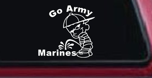 Go Army Pee on Marines Military Car or Truck Window Decal Sticker (White)