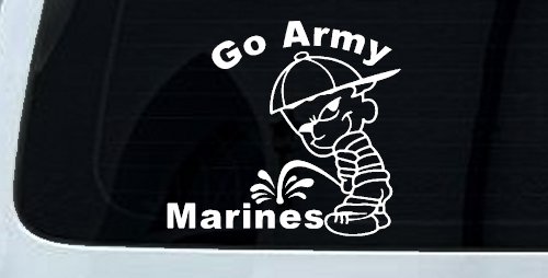 Go Army Pee on Marines Military Car or Truck Window Decal Sticker (White)