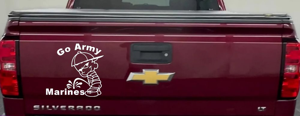 Go Army Pee on Marines Military Car or Truck Window Decal Sticker (White)