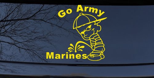 Go Army Pee on Marines Decal Fun Military Car Truck Window Sticker (Yellow)