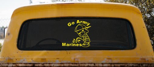 Go Army Pee on Marines Military Car or Truck Window Decal Sticker (Yellow)