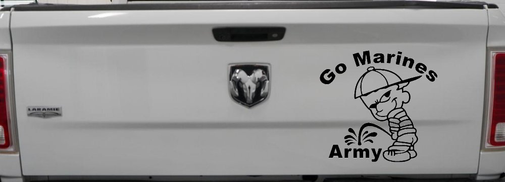 Go Marines Pee On Army Military Car or Truck Window Decal Sticker (Black)