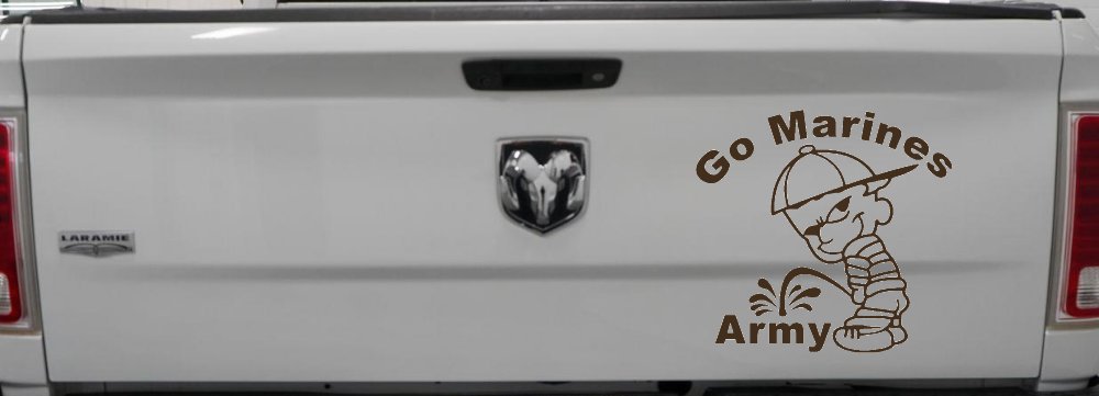 Go Marines Pee On Army Military Car or Truck Window Decal Sticker (Brown)