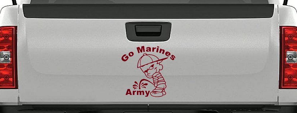 Go Marines Pee On Army Military Car or Truck Window Decal Sticker (Burgundy)