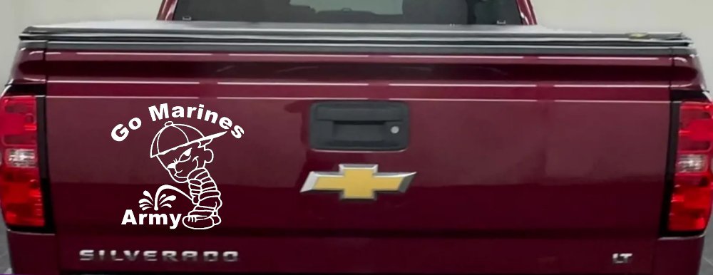 Go Marines Pee On Army Military Car or Truck Window Decal Sticker (White)