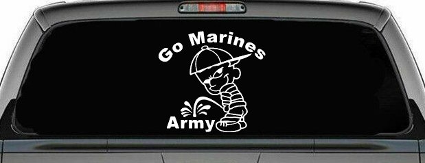 Go Marines Pee On Army Military Car or Truck Window Decal Sticker (White)
