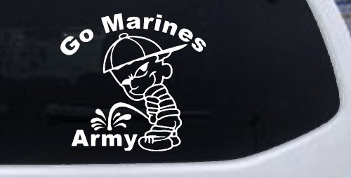 Go Marines Pee On Army Military Car or Truck Window Decal Sticker (White)