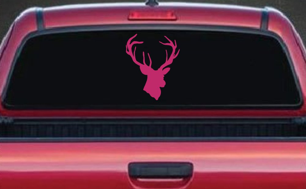 Big Buck Deer Hunting Decal - Car & Truck Window Vinyl Sticker (Hot Pink)
