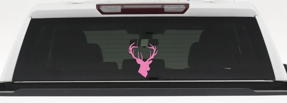 Big Buck Deer Hunting Decal - Car & Truck Window Vinyl Sticker (Pink)