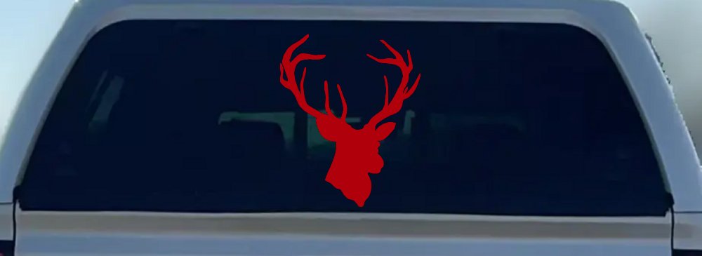 Big Buck Deer Hunting Car or Truck Window Decal Sticker (Red)