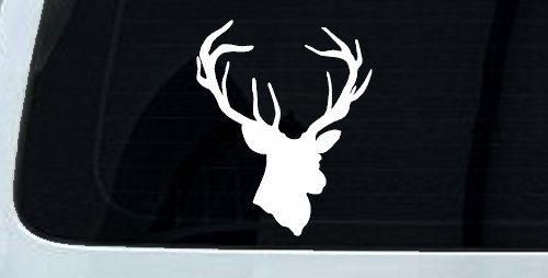 Big Buck Deer Hunting Car or Truck Window Decal Sticker (White)