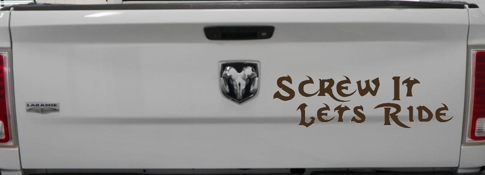 Screw It Lets Ride Biker Decal Car Truck Window Vinyl Sticker (Brown)