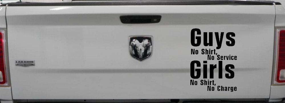 Girls No Shirt No Charge Funny Car or Truck Window Decal Sticker (Black)