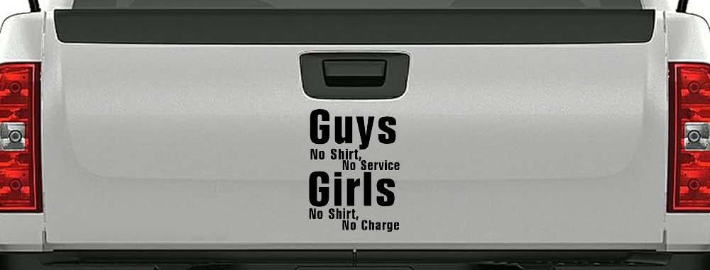 Girls No Shirt No Charge Funny Car or Truck Window Decal Sticker