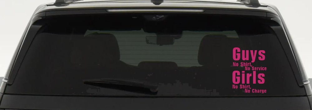 Girls No Shirt No Charge Funny Car or Truck Window Decal Sticker