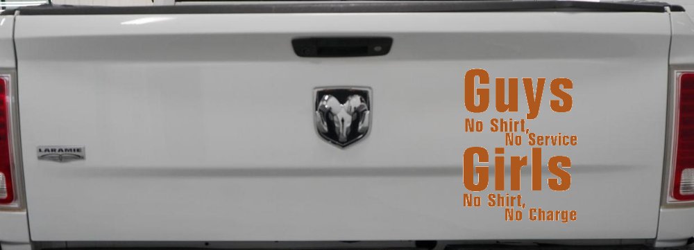 Girls No Shirt No Charge Funny Car or Truck Window Decal Sticker