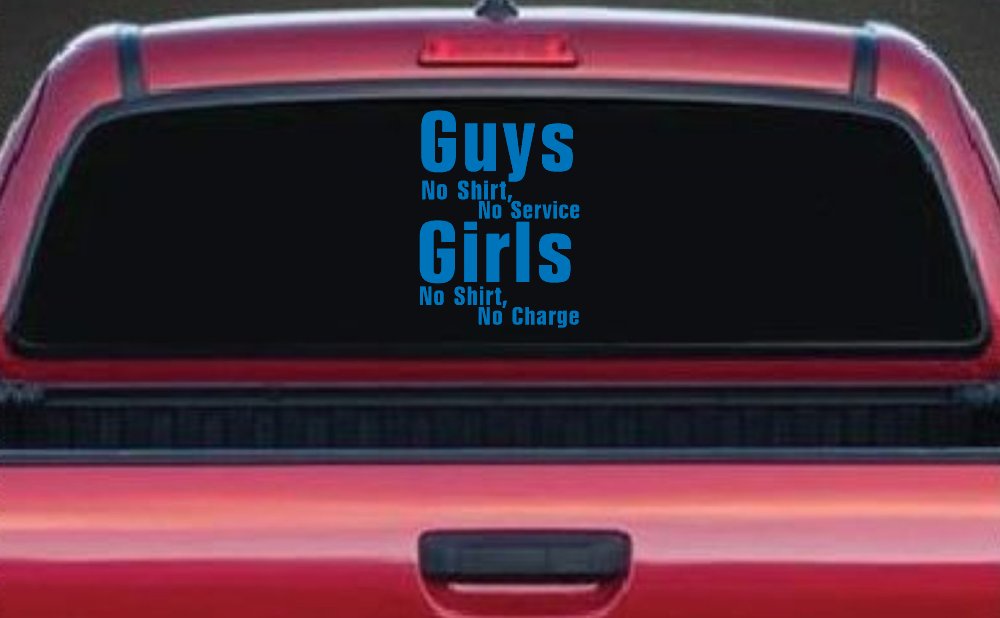 Girls No Shirt No Charge Funny Car or Truck Window Decal Sticker
