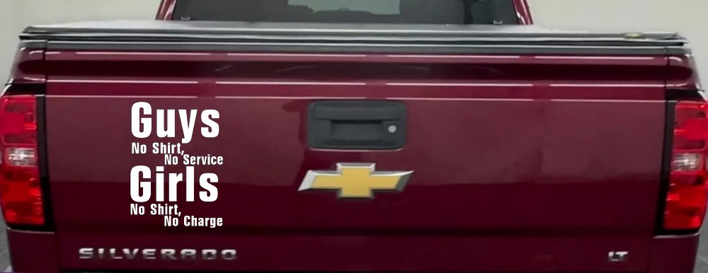 Girls No Shirt No Charge Funny Car or Truck Window Decal Sticker