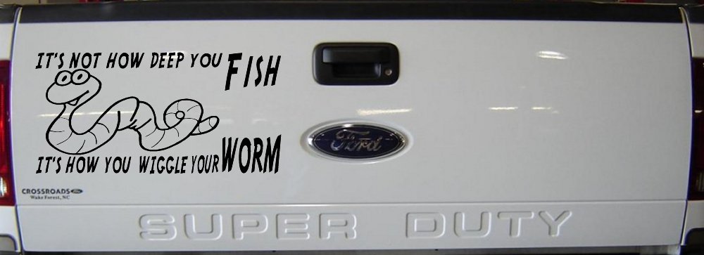 It's Not How Deep You Fish It's How You Wiggle Your Worm Funny Fishing Car or Truck Window Decal Sticker