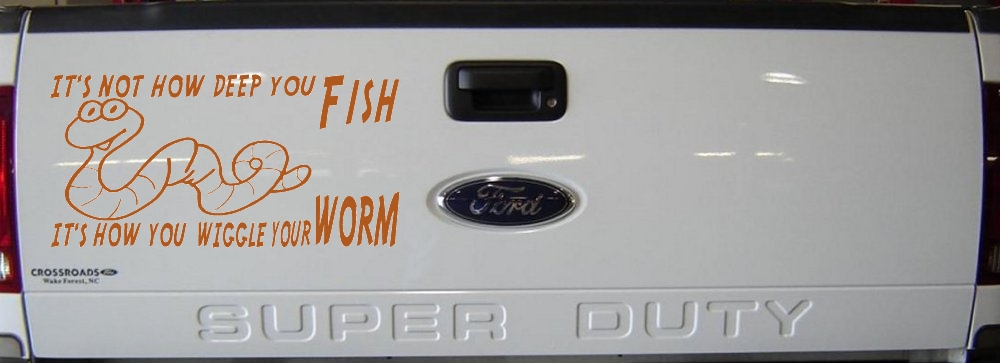 It's Not How Deep You Fish It's How You Wiggle Your Worm Funny Fishing Car or Truck Window Decal Sticker